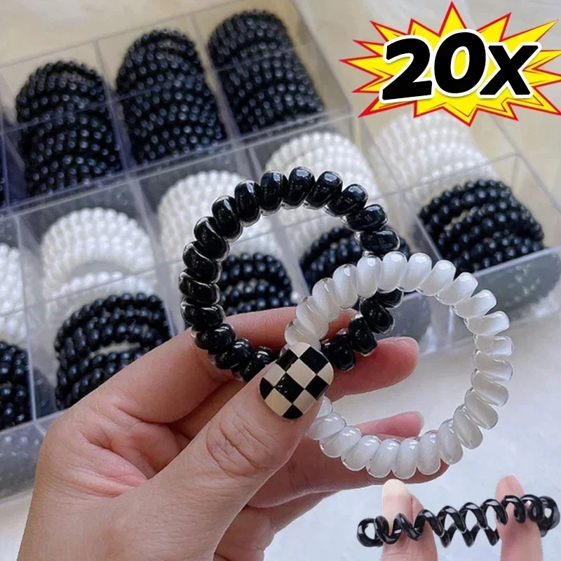 Spiral Hair Ties Women Telephone Wire Cord Hair Ring Elastic Head Bands Rubber Band Scrunchies Headwear Hair Accessories