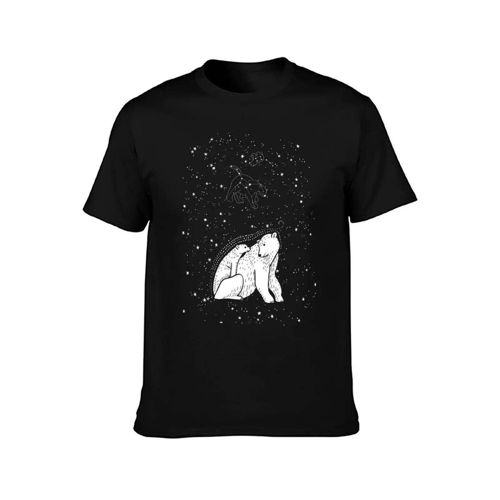 Polar Bear and Constellation Arctic Night Sky Stars T-Shirt Large Size Short Sleeve T-Shirt