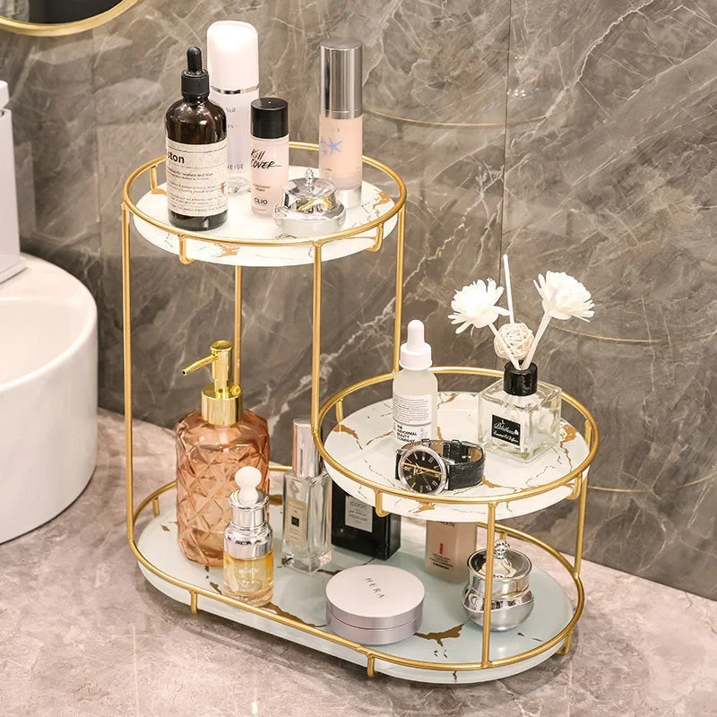 Bathroom Storage Rack, Luxurious Bathroom Vanity Organizer for Cosmetics, Desktop & Countertop, Dressing Table