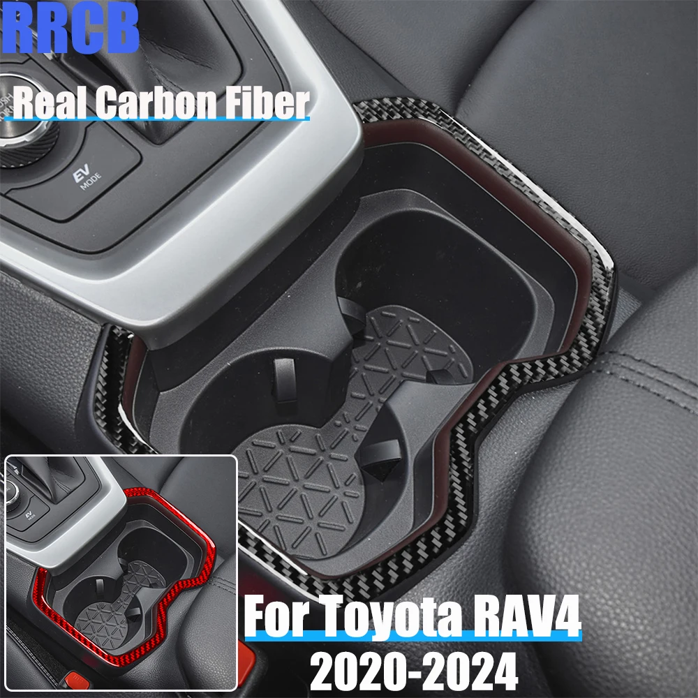 

Автомобильные аксессуары из настоящего углеродного волокна, передний держатель для чашки, декоративная мягкая наклейка для Toyota RAV4 XA50 2020 2021 2022 2023 2024