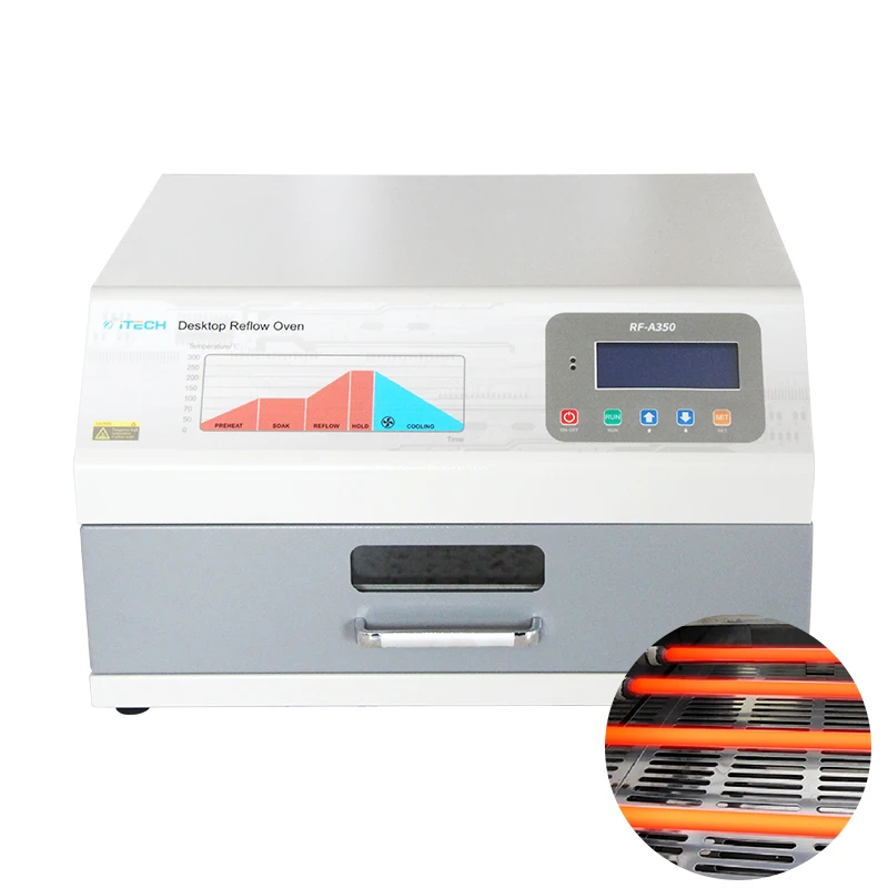 RF-250A Desktop Reflow Oven Infrared IC Heater Reflow Soldering Machine 1600W Small High Quality Reflow Oven For Pcb Production