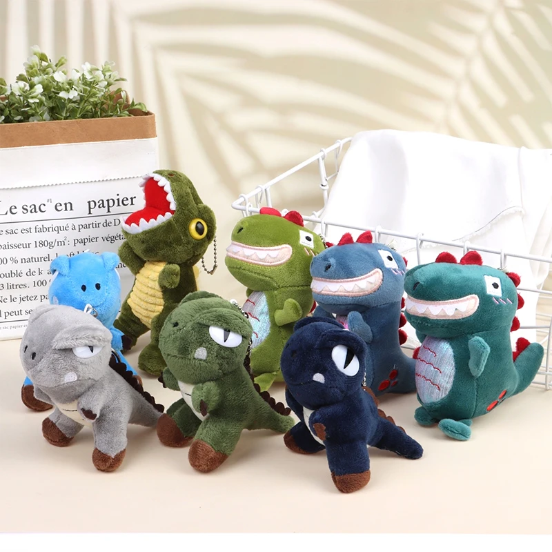 Juguetes de peluche de dinosaurio de 14cm, llavero bonito de dibujos animados de tiranosaurio, muñecos de peluche, llavero para niños, regalo de cumpleaños y Navidad