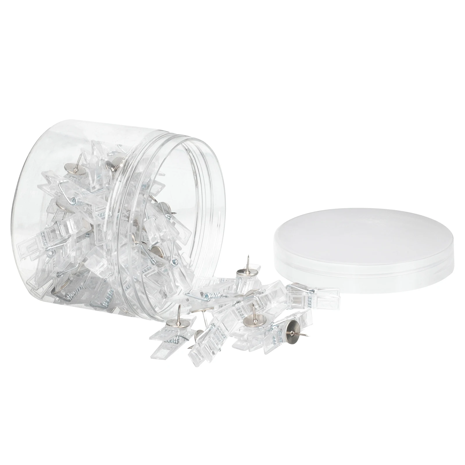 50 pezzi clip per puntine trasparenti morsetti multiuso per immagini domestiche design in plastica di ferro resistente e duraturo ideale per lavagne in sughero