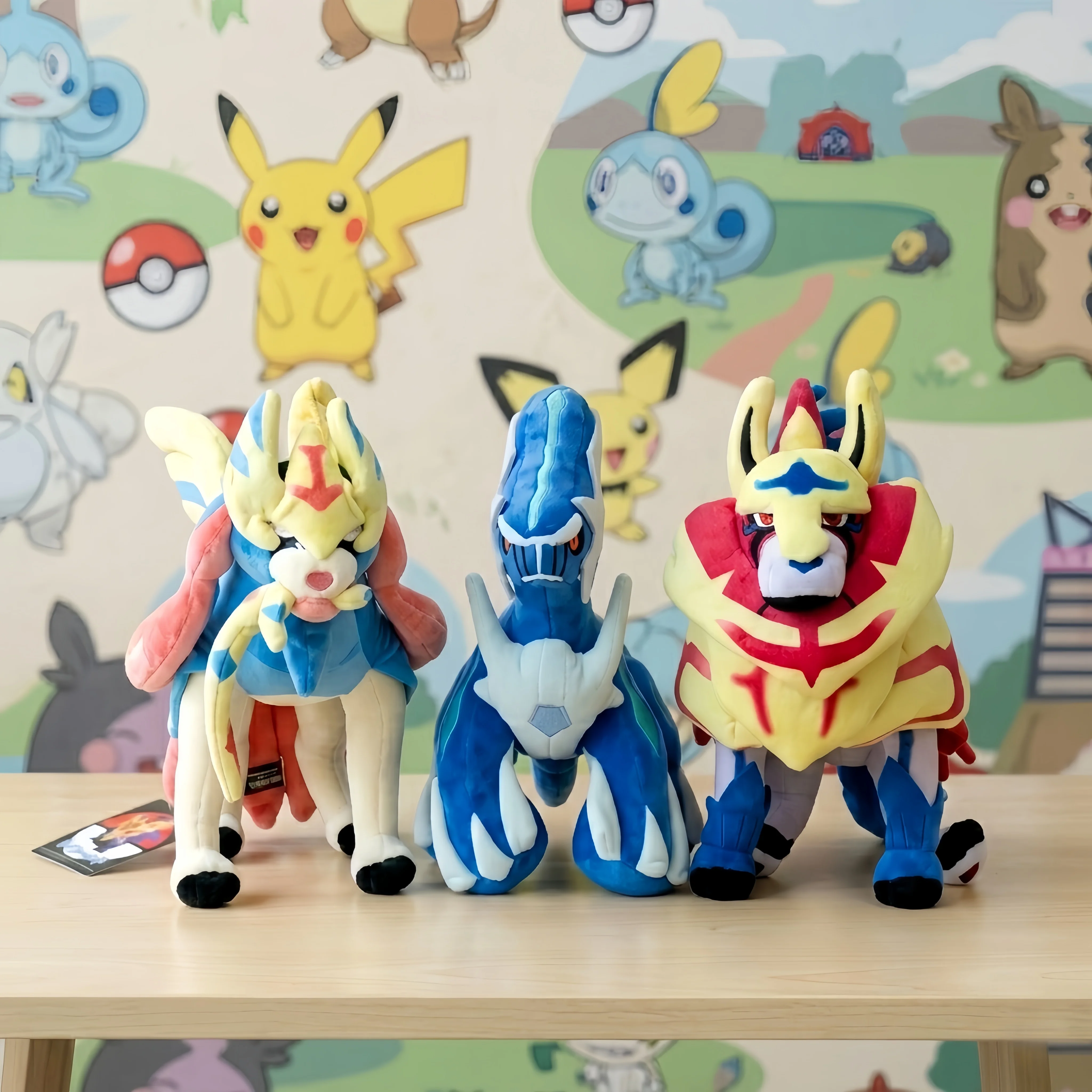 Juguetes de peluche de Pokemon, muñecos de peluche Zacian Zamazenta Dialga Lucario, decoración del hogar, juguetes de dibujos animados, colección de hobbies de Anime, regalos de cumpleaños