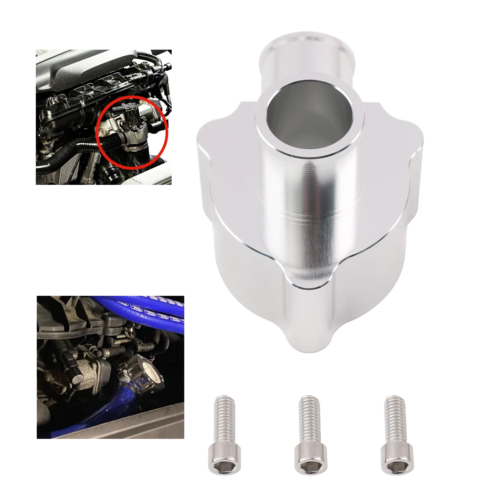 2.0T FSI TSI TFSI Diverter Valve Relocation Adapter Silver Aluminum for VW AUDI Turbo