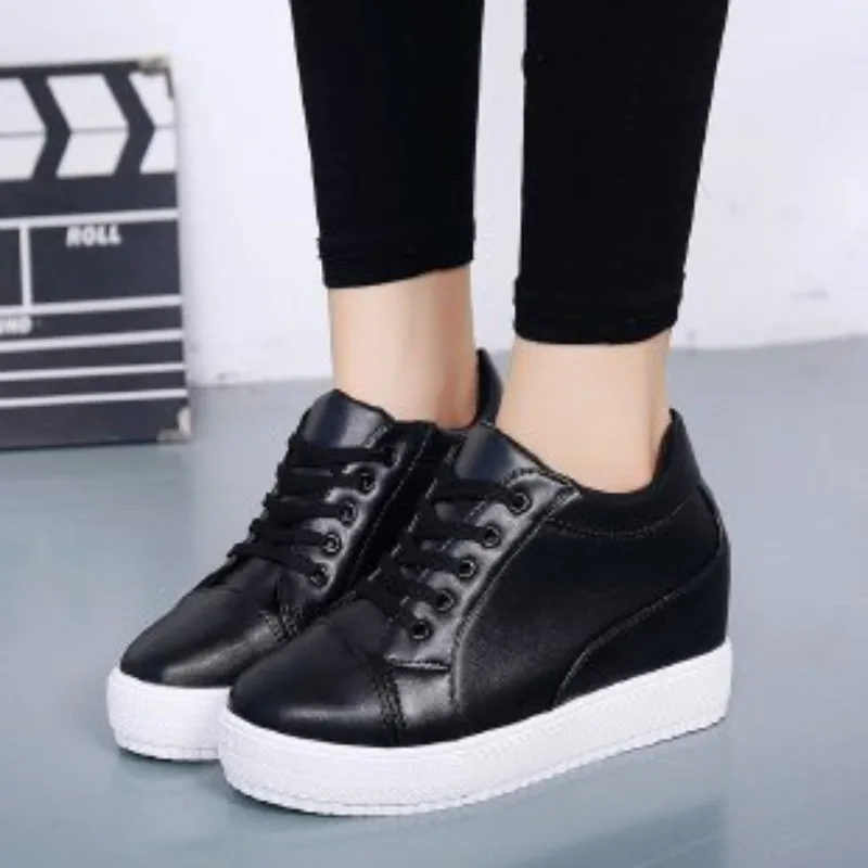 New White Hidden Wedge Heels Sneakers Casual Shoes Woman High Platform Shoes Women\'s High Heels Wedges Shoes for Women