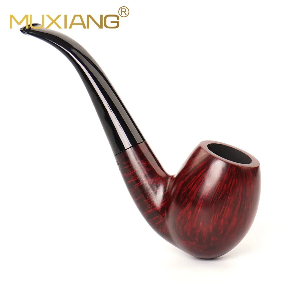 MUXIANG Handmade Briar Tobacco Pipe With Curved Handle 9mm Filter Pipe Multi-color Sandblasted with Cleaning Kit