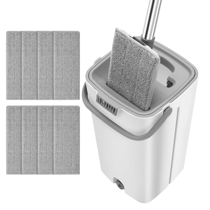 

Lazy Flat Floor Mops And Bucket Set Floor Cleaning System With Washable Microfiber Pads For Hardwood Flat Squeeze Mop