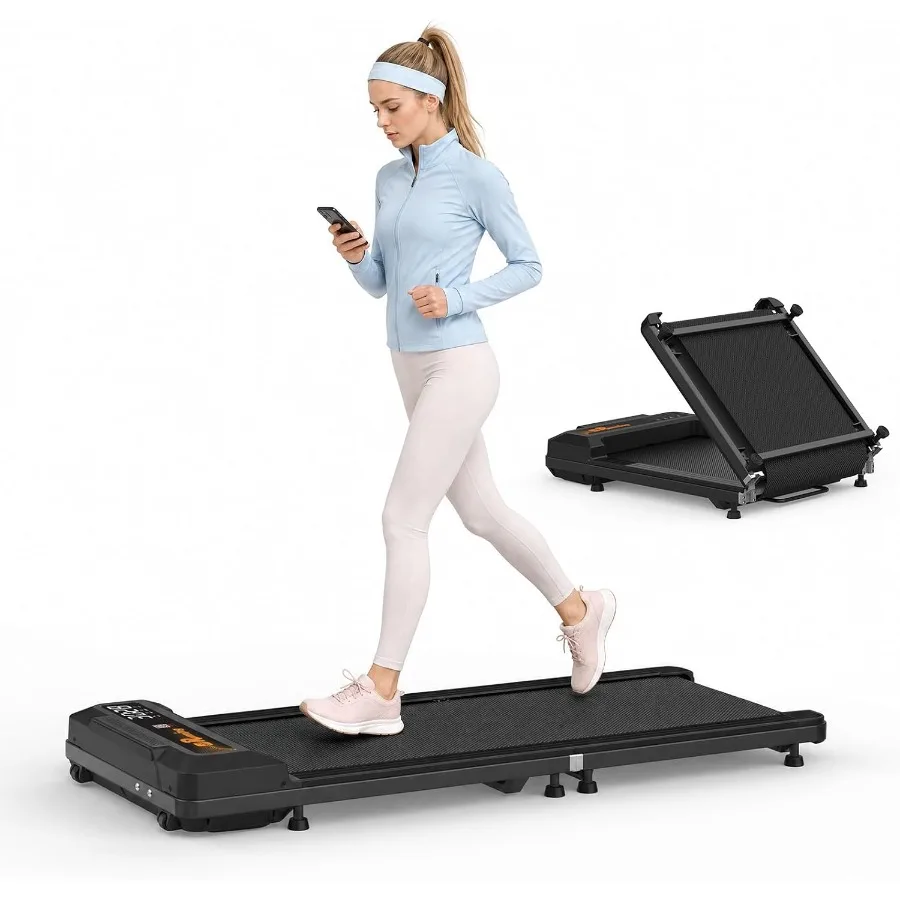 Walking Pad Under Desk Treadmill for Home Small Space, 180 Foldable Design, Steel Frame, Black, Compact Quiet Operation