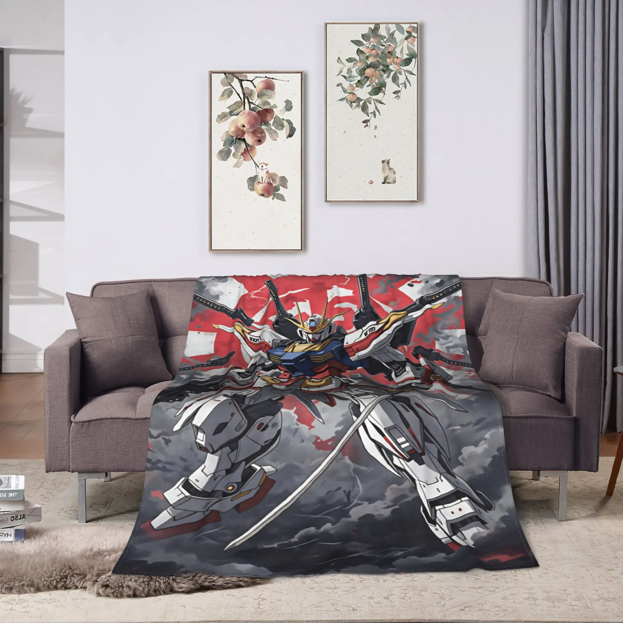 Mobile Suit Gundam Blanket  Soft Funny Plush Bedding Throws For Home Decor Decorative Flannel Bedspread Bed Cover