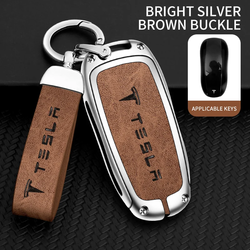 Zinc Alloy Car Fob Smart Remote Key Case Cover Holder For Tesla Model 3 Model S Model Y Model X Protector Keychain Accessories