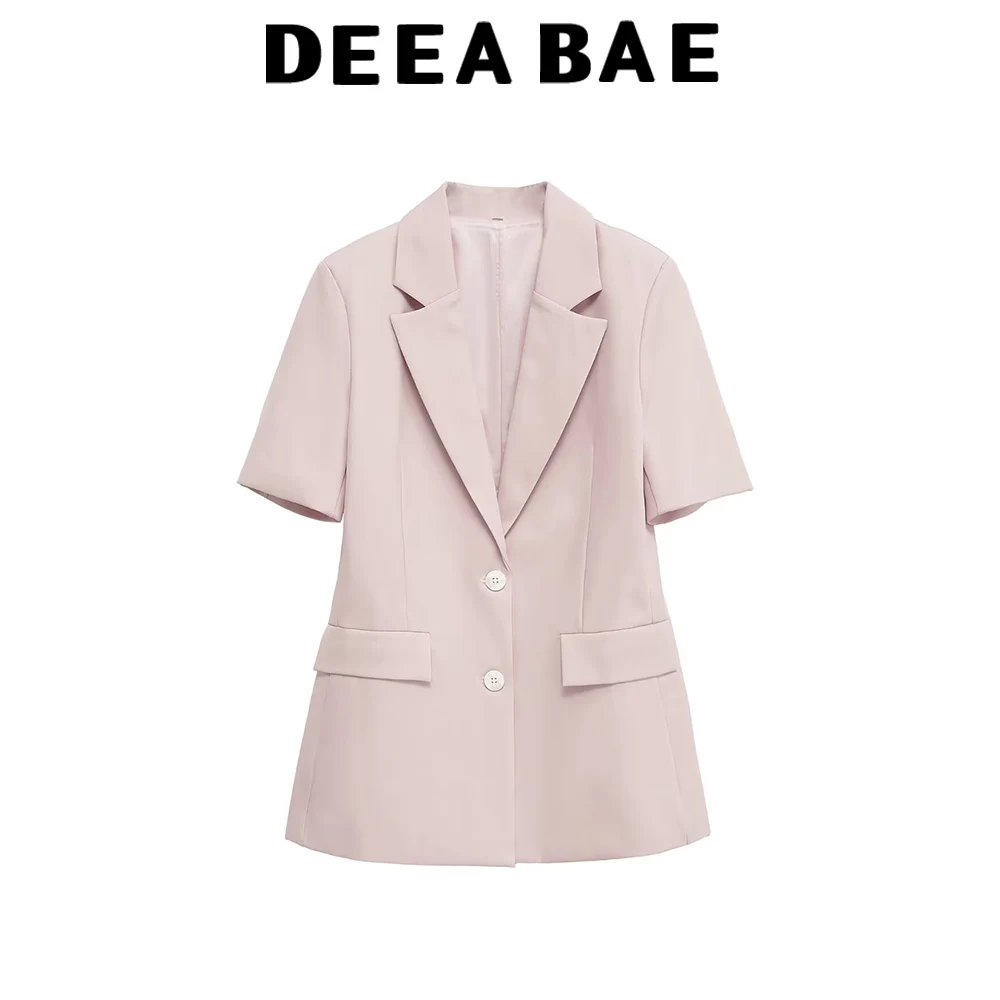 

DEEABAE Short sleeved suit jacket for women autumn high-end feeling Korean loose and niche casual suit top
