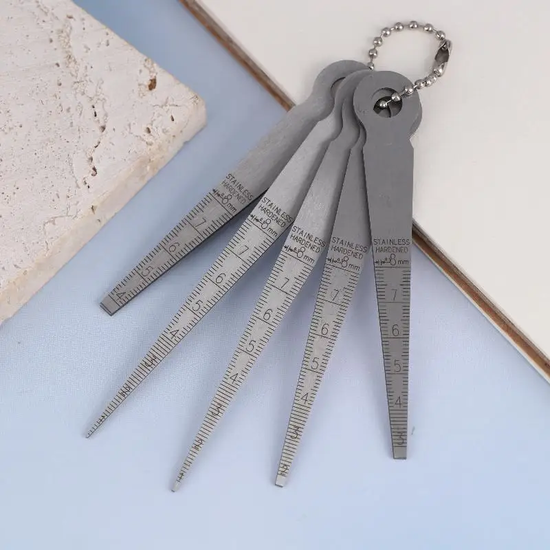 5Pcs High Precision Feeler Measuring Tool Stainless Steel Welding Taper Feeler Gauge Rulers Hole Inspection Tool 1-8mm
