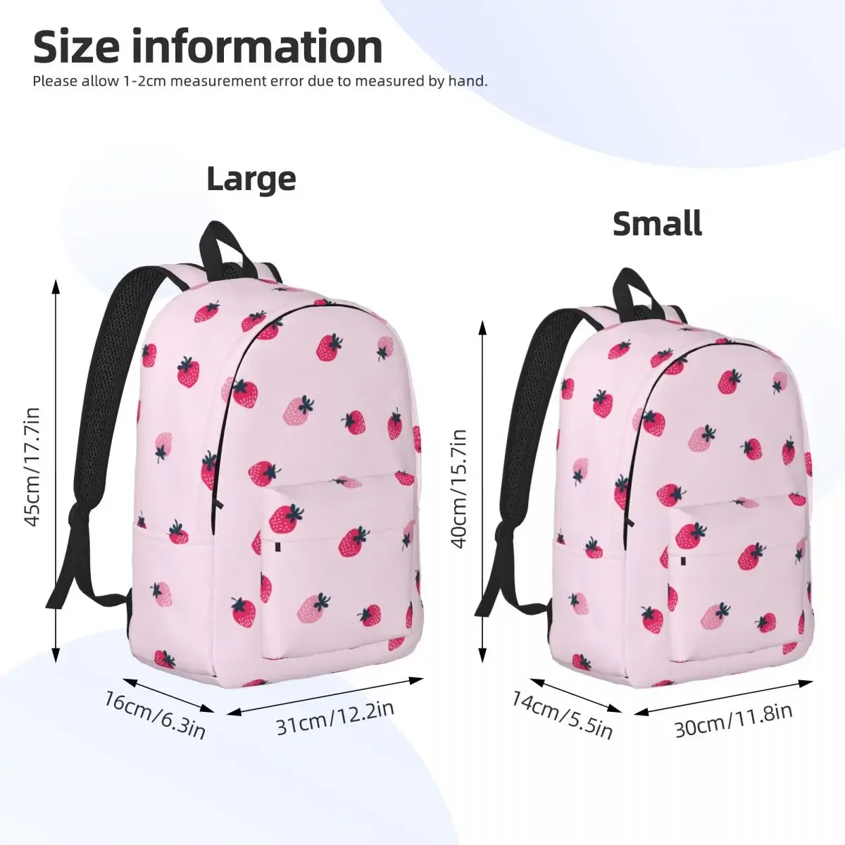 Mochila colorida para adolescentes, morral con fresas, frutas, rosa, escuela media y secundaria, mochila de viaje para estudiantes universitarios