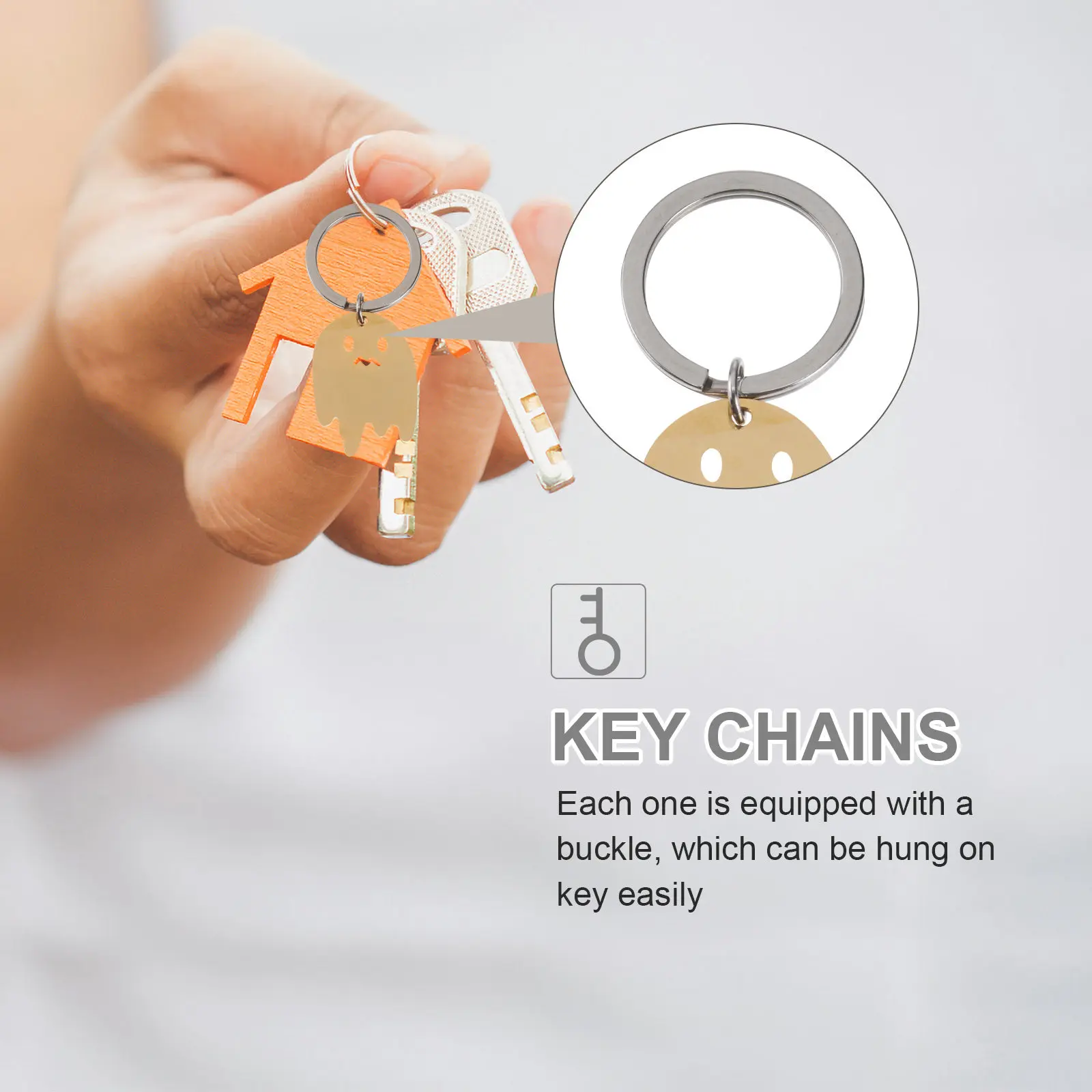 Ghost Keychain 2pcs Stainless Steel Halloween Keyring for Men Women – Spooky Trendy Accessory