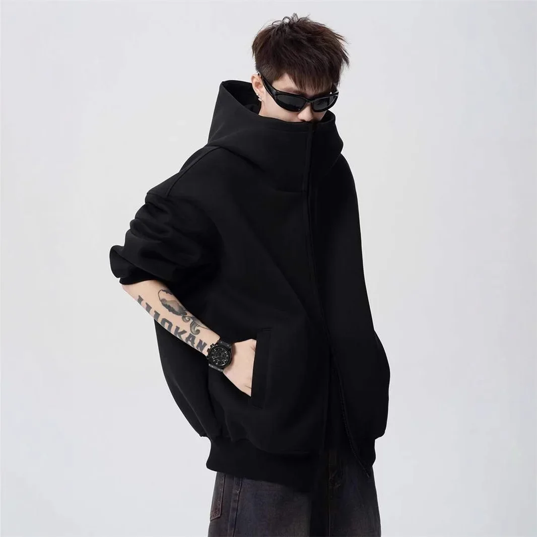 

Тяжелая толстовка с капюшоном для мужчин, новый стиль на весну и осень, американский стиль, модный дизайн с двойной молнией High Street