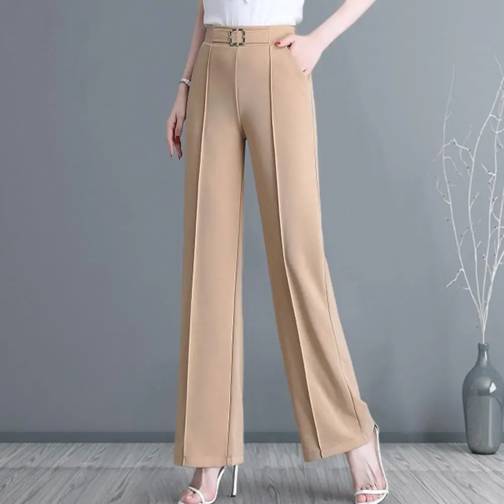 Fashion Women Loose Thin Wide Leg Pants Streetwear Korean Clothing New Summer All-match Casual High Waist Solid Cropped Trousers