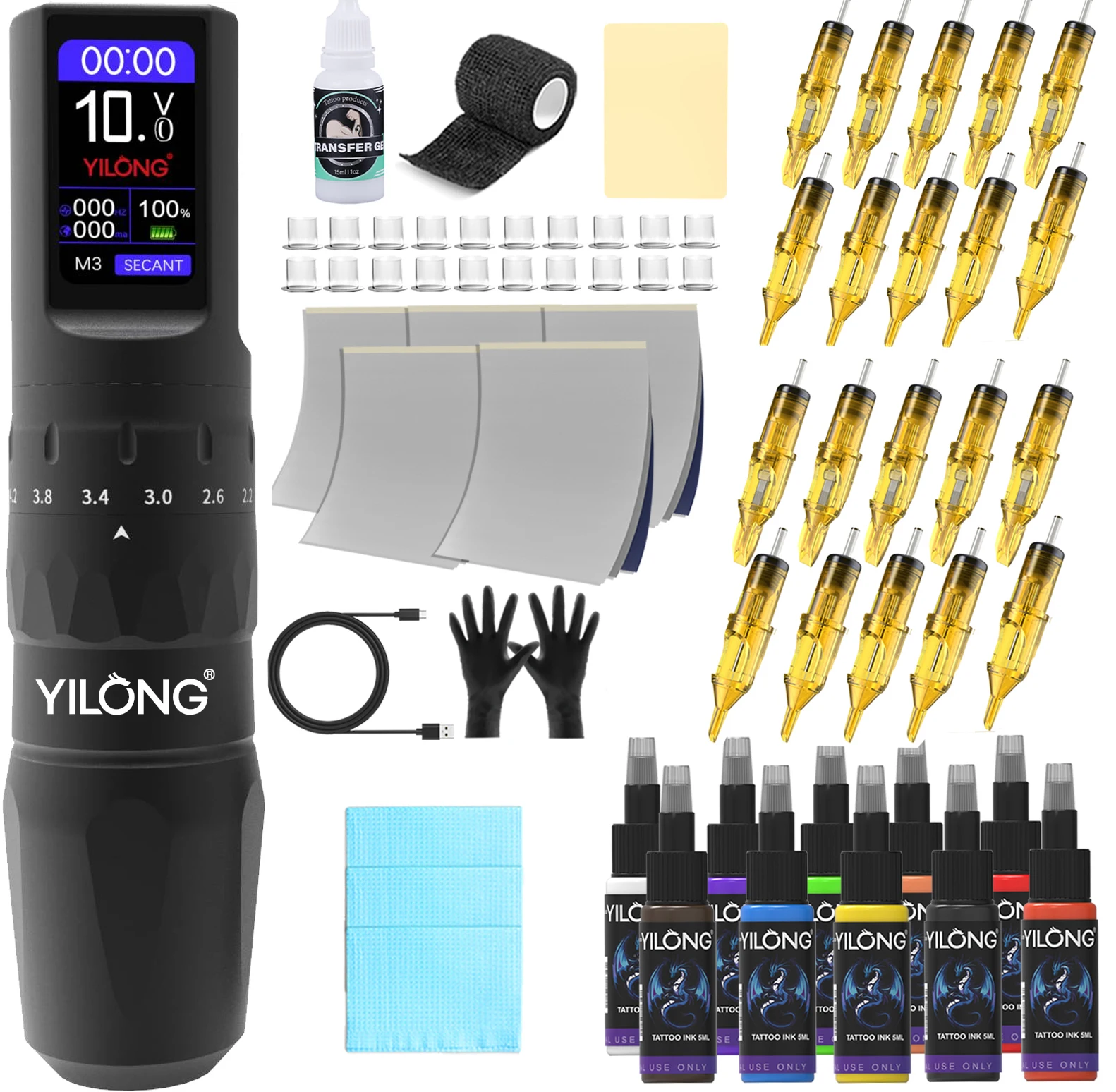 Tattoo Gun Kit professional tattoo machine complete kit Complete Adiustable6-Stroke permanent makeup machines Rotary Pen Machine