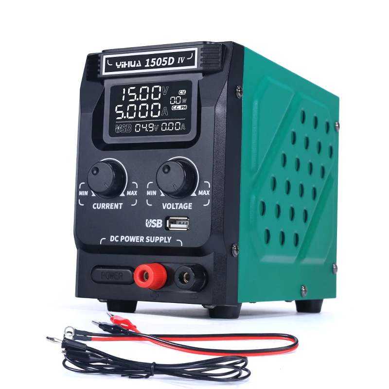 YIHUA 1505D-IV Adjustable LED display highly stable regulated voltage high power capacity 15V 5A DC power supply