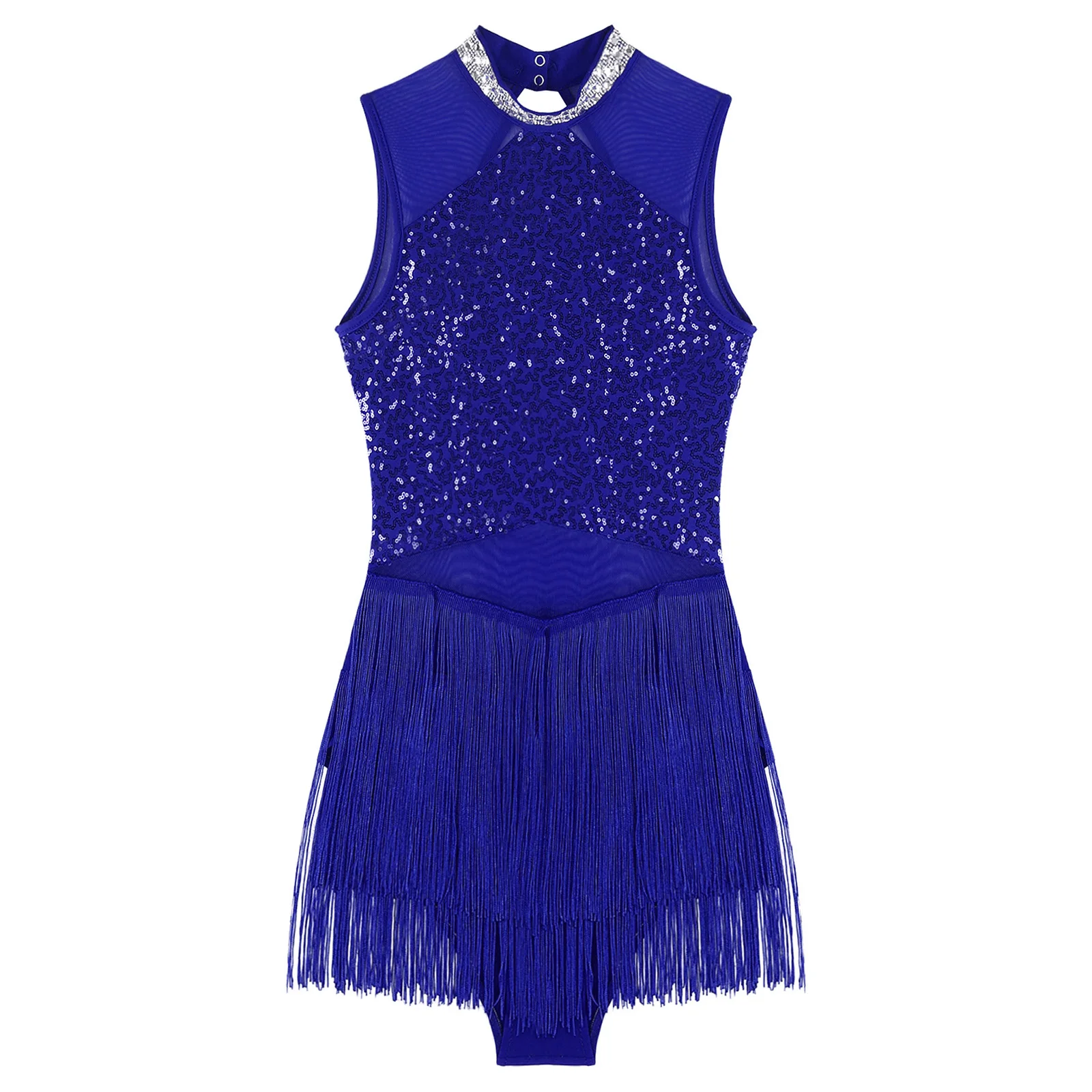 Costume de spectacle sur scène pour femmes, cha-cha Samba, glands, justaucorps de danse latine, vêtements de danse de bal, combinaison à paillettes scintillantes