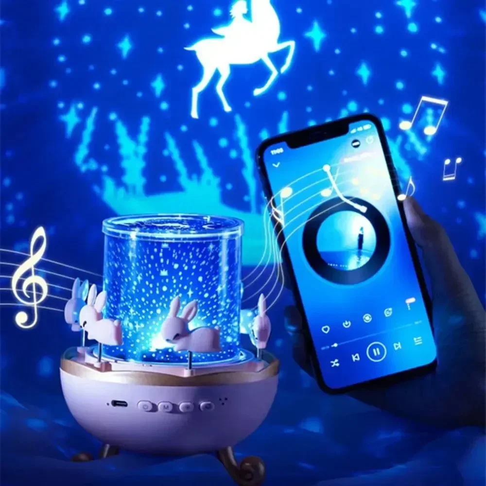 1 Set Projection Lamp Large Projected Area Wireless Sound Box Night Light compatible Projection Lamp Bedroom Supplies