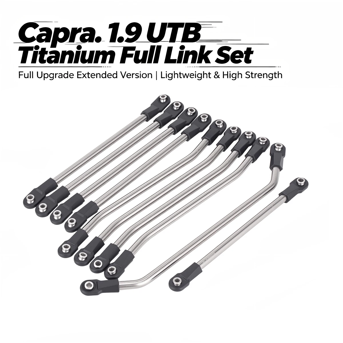 1/10 Capra 1.9 UTB Titanium Alloy Full Link Rod Set – Lightweight High Hardness Rock Crawler Upgrade, +20mm Extended Length