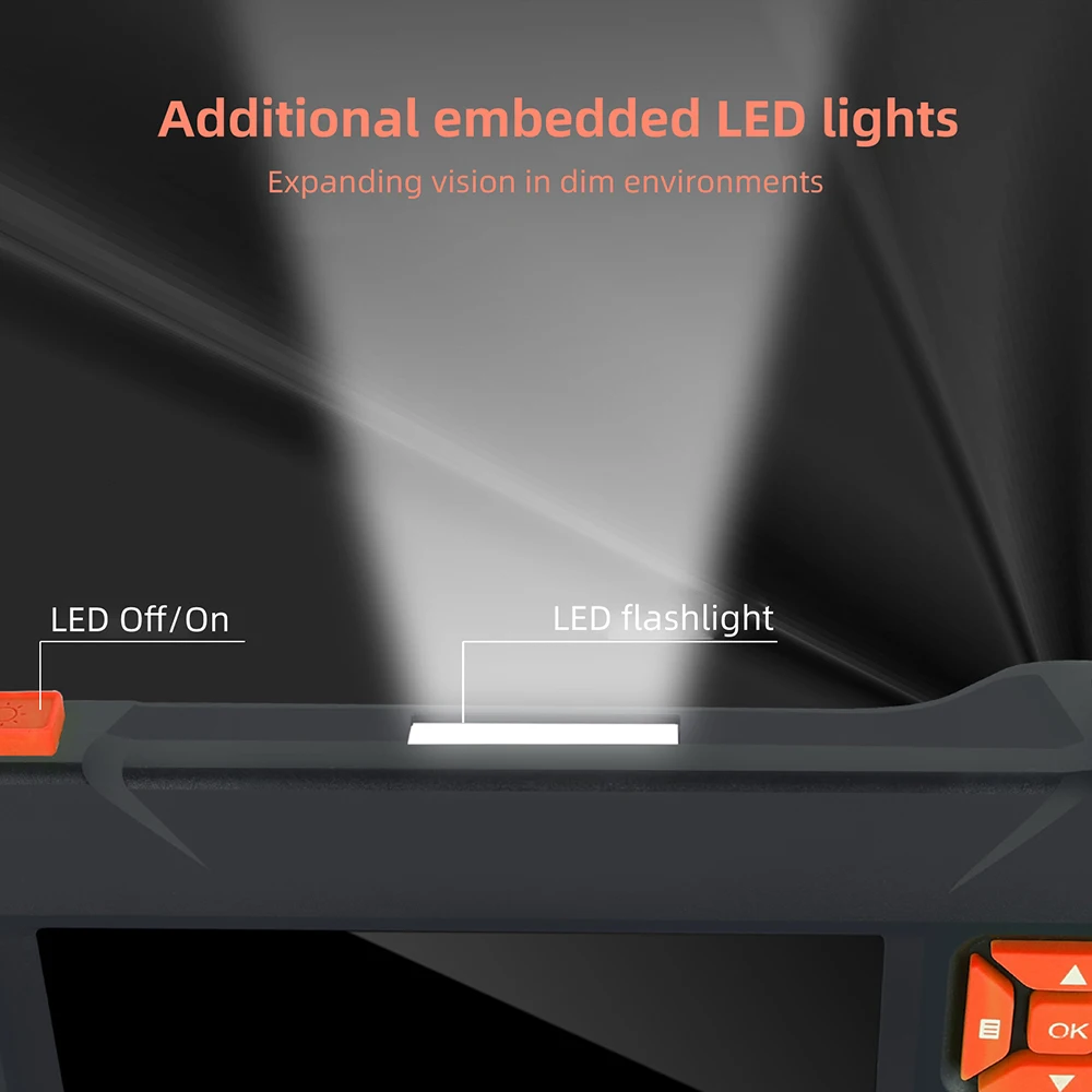 3.9mm Lens Pipeline Industrial Endoscope 4.3“ IPS Screen Car Engine Maintenance Camera Hard Snake Cable Insepction Borescope