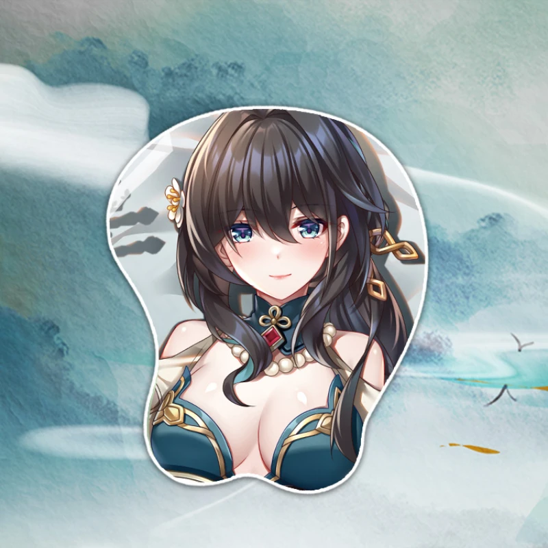 

Ruan mei 3D Mousepad Honkai Star Rail Hand Wrist Rest Sexy Soft Silica Gel Silicone Mouse Pad Mat Oppai Office Otaku Gaming Gift