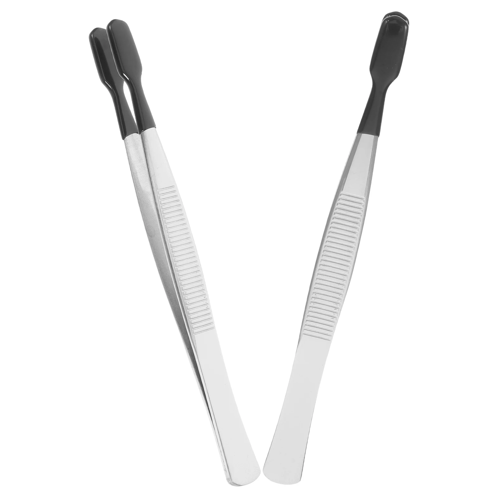 

2 Pcs False Eyelash Tweezers Soft Tip Stainless Steel Long Precision Craft Industrial Tools for Beauty Jewelry Making