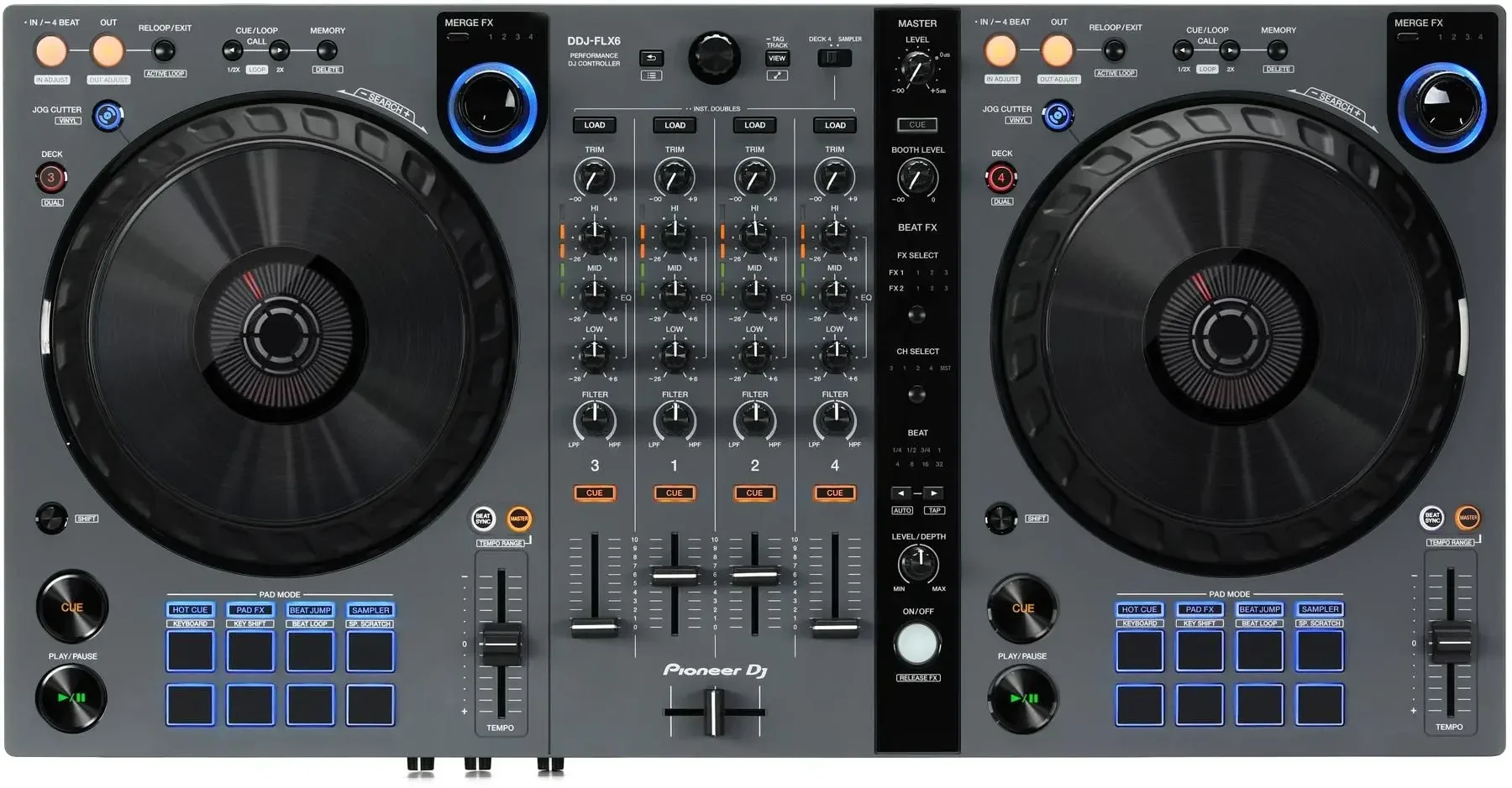 100% Authentieke Pioniers Dj DDJ-FLX6-GT 4-Deck Rekordbox En Serato Dj Controller-Grafiet