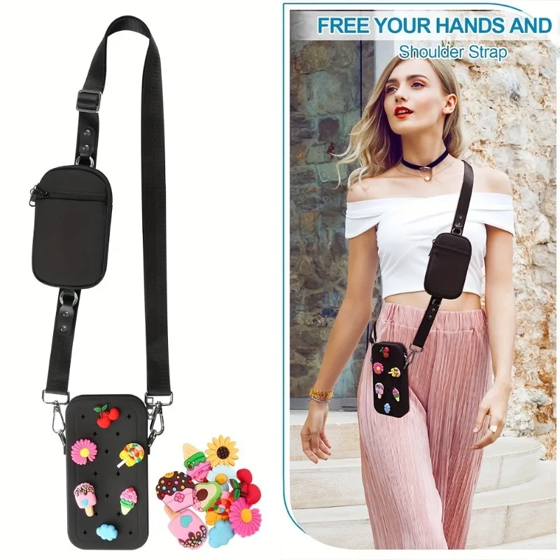 

New Multifunction Portable Silicone Crossbody Bag Large Capacity Zipper Travel Phone Bag Solid Color Waterproof Coin Purse