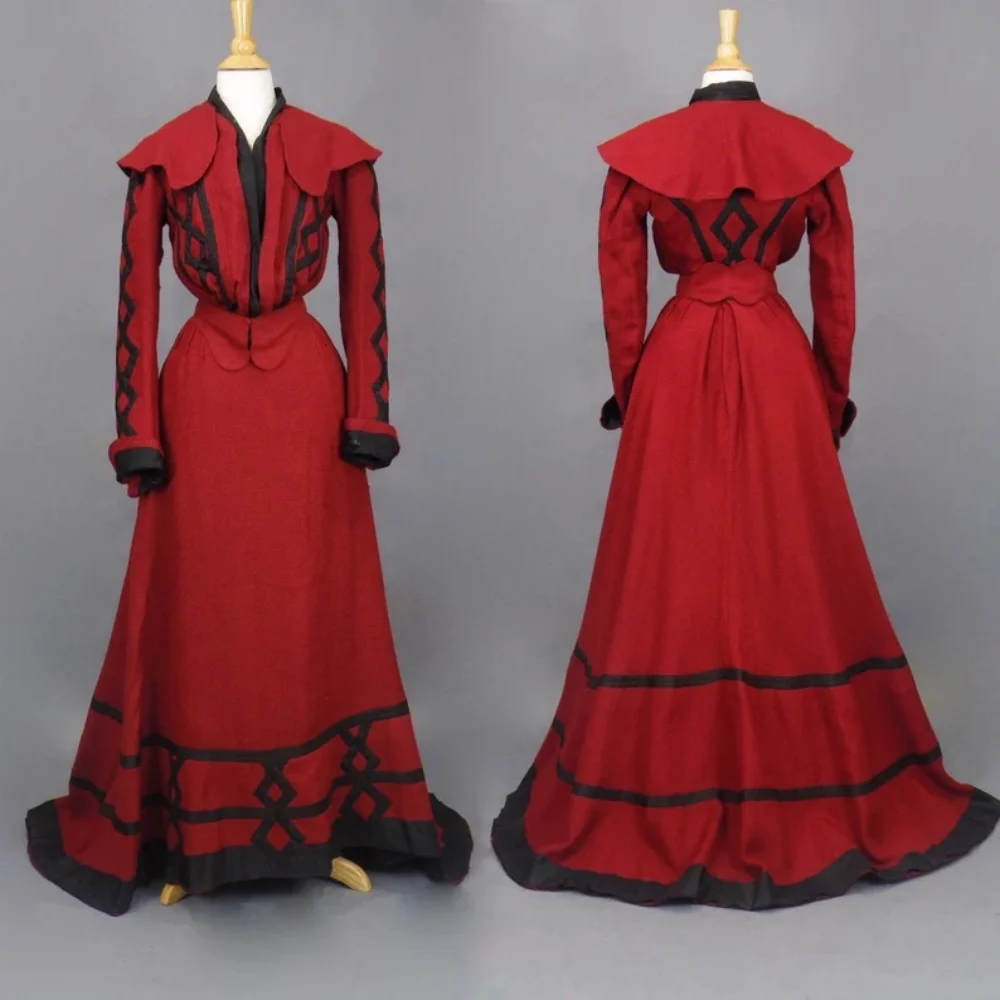 

1900s Edwardian Walking Costume Victorian Colonial Civil War Afternoon Dress Medieval Renaissance Lady Wedding Party Ball Gown