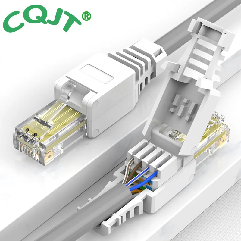 Cat6 Cat5e Tool Free Rj45 Connector, No Crimp Tool Less Utp 1000mbps Modular Plug For Stranded Solid Lan Ethernet Cable