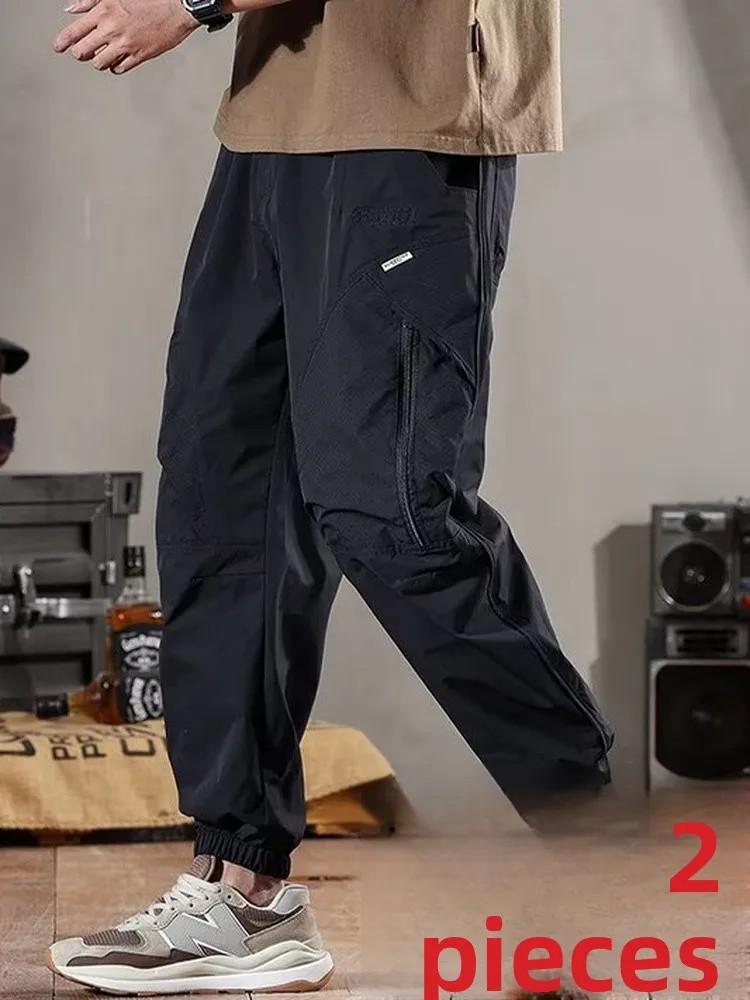 

Модные уличные водонепроницаемые рабочие брюки, мужские тонкие свободные шаровары с манжетами, износостойкие повседневные брюки из полиэфирного волокна