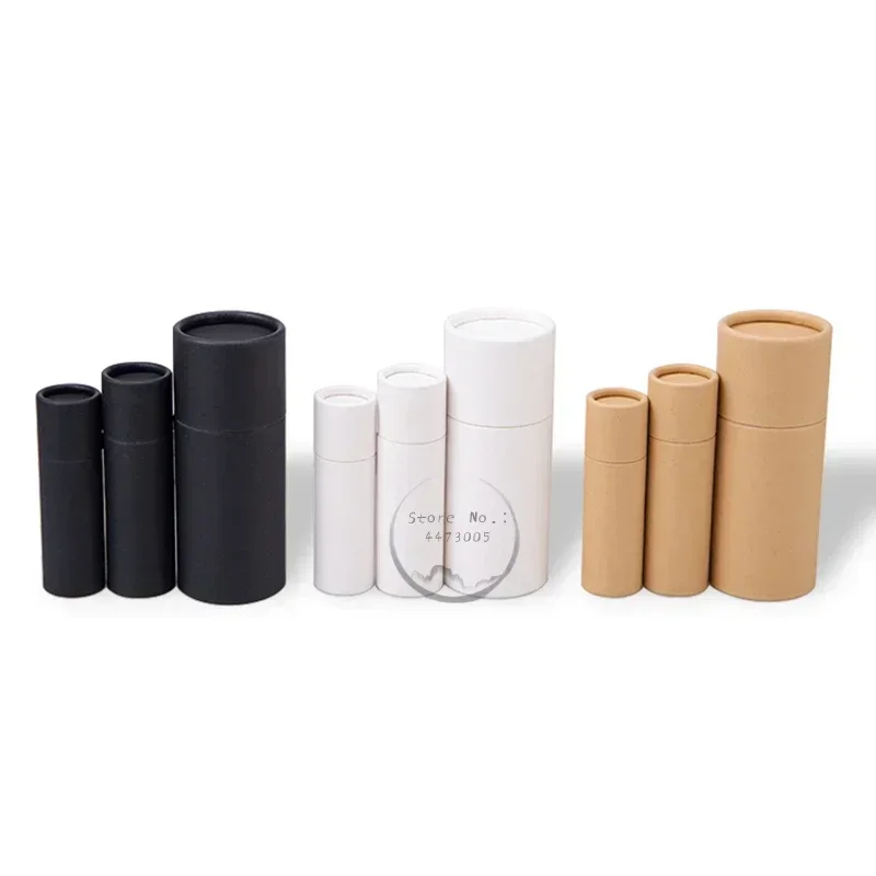 100PCS 12g/17g Kraft Paper Push Up Tubes Biodegradable Cardboard Cosmetic Cylindrical Packaging Lip Balm Deodorant Container