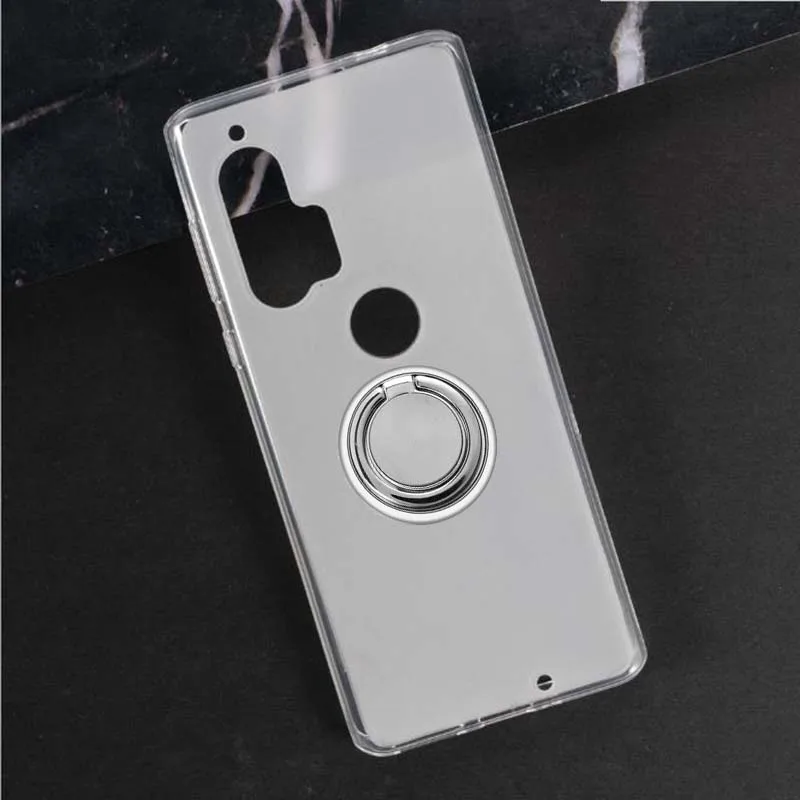 For Motorola Edge+ (2020) XT2061-3 Back Ring Holder Bracket Phone Cover TPU Soft Silicone Case On MOTO Edge Plus