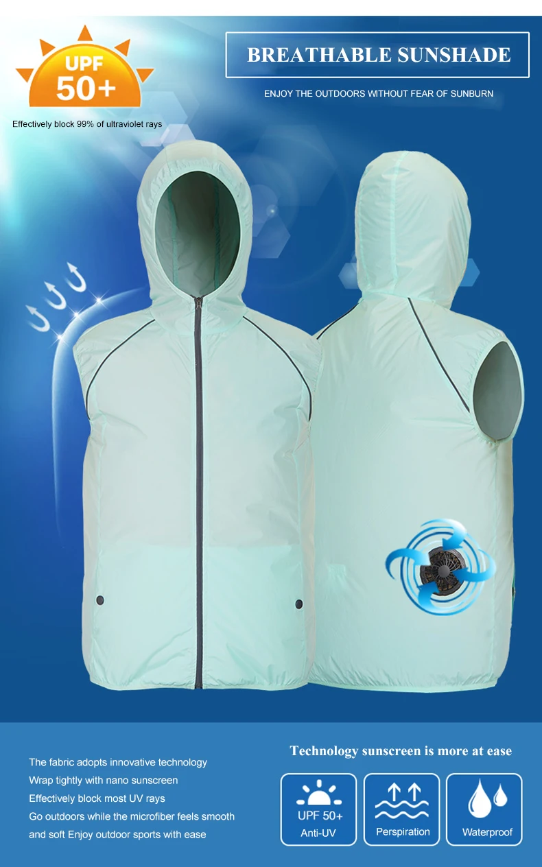 

Unisex Ultralight Cooling Fan Vest – UV Protection Windbreaker, Outdoor Essential for Fishing, Travel & Work