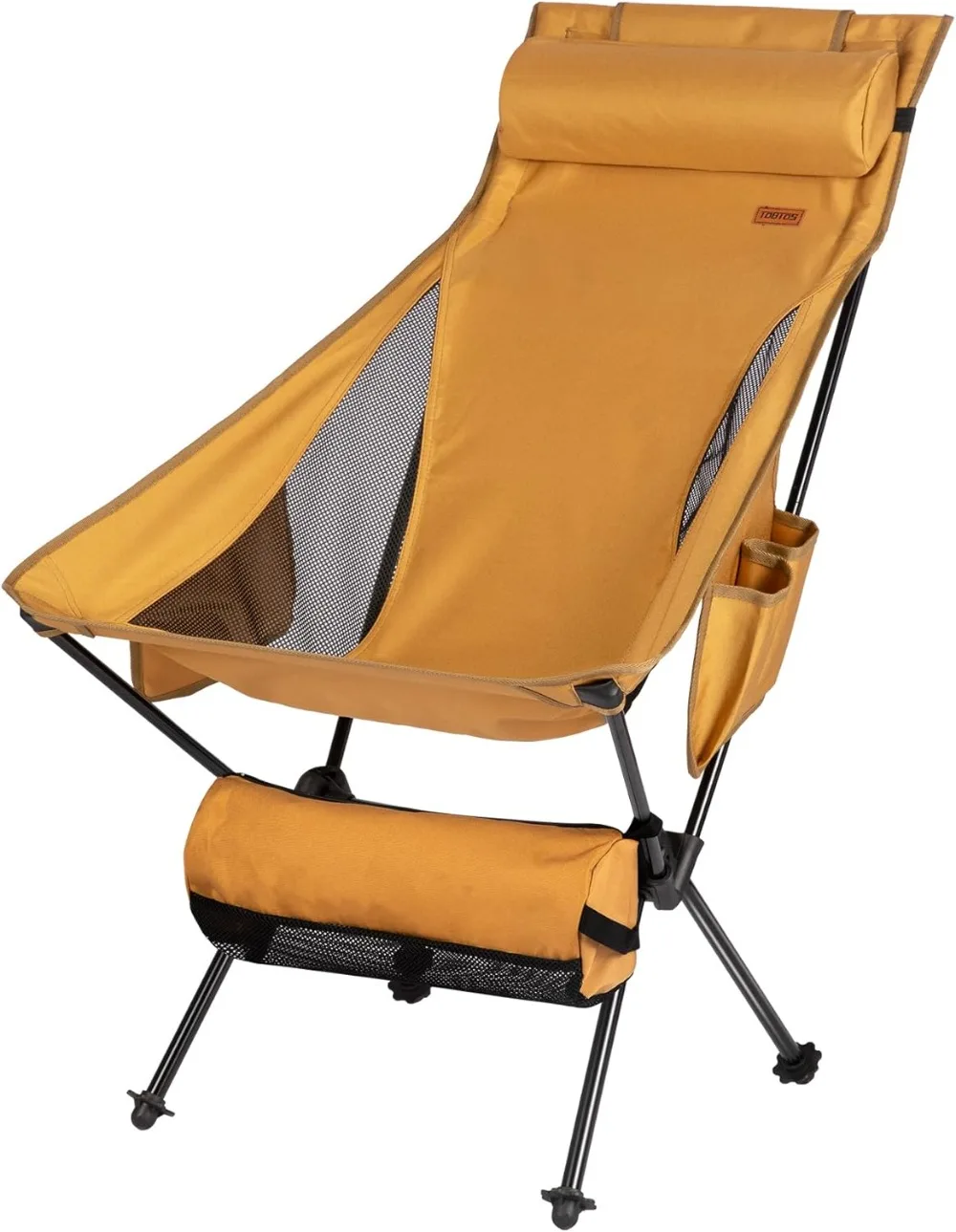 Portable Folding Camping Chair with Detachable Pillow, 330lbs Capacity, Compact Aluminum Frame for Outdoor Travel