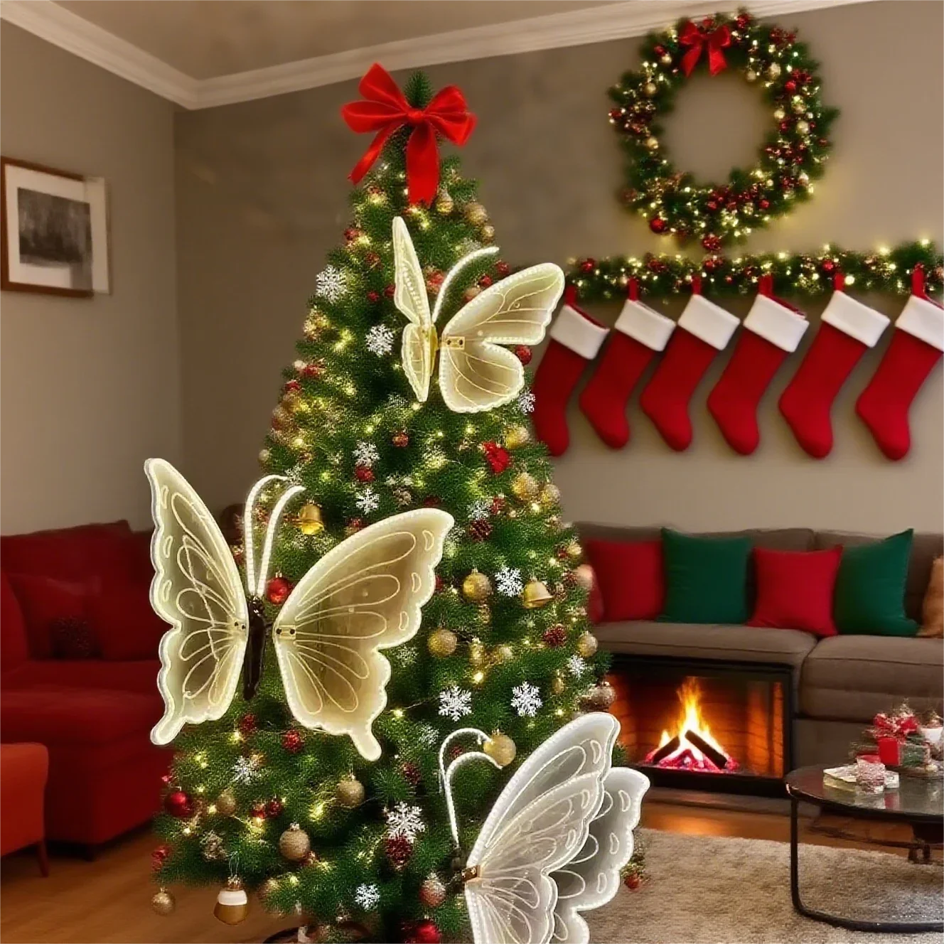 LED Simulated Butterfly Decoration, Vibrating Wings, Christmas Wedding Party Outdoor Wall Tree Garden Decor Butterfly