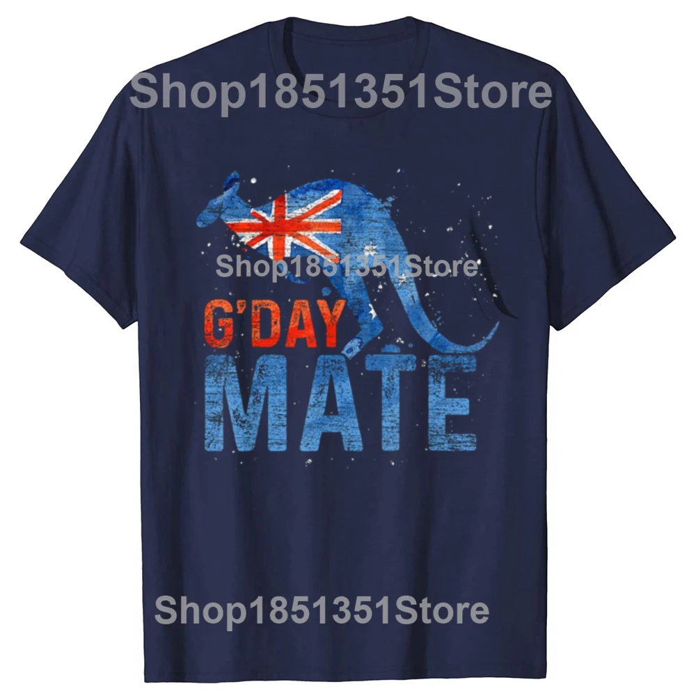 G Day Mate Kangaroo Aussie Animal Australia Flag Australia T-shirt Men Fashion Casual Tshirt 100% Cotton Loose Oversized T Shirt