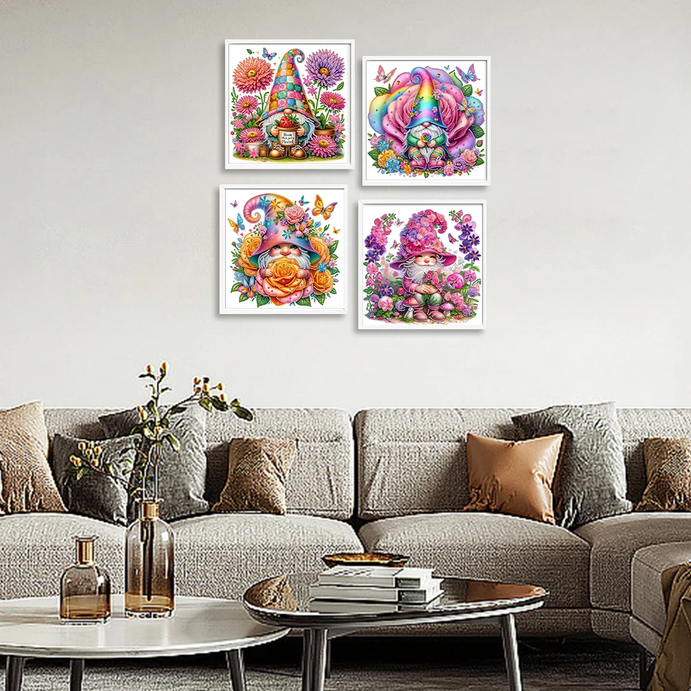 

4pcs 30x30cm Gnome 5D DIY Special Shape Crystal Partial Diamond Painting Kit