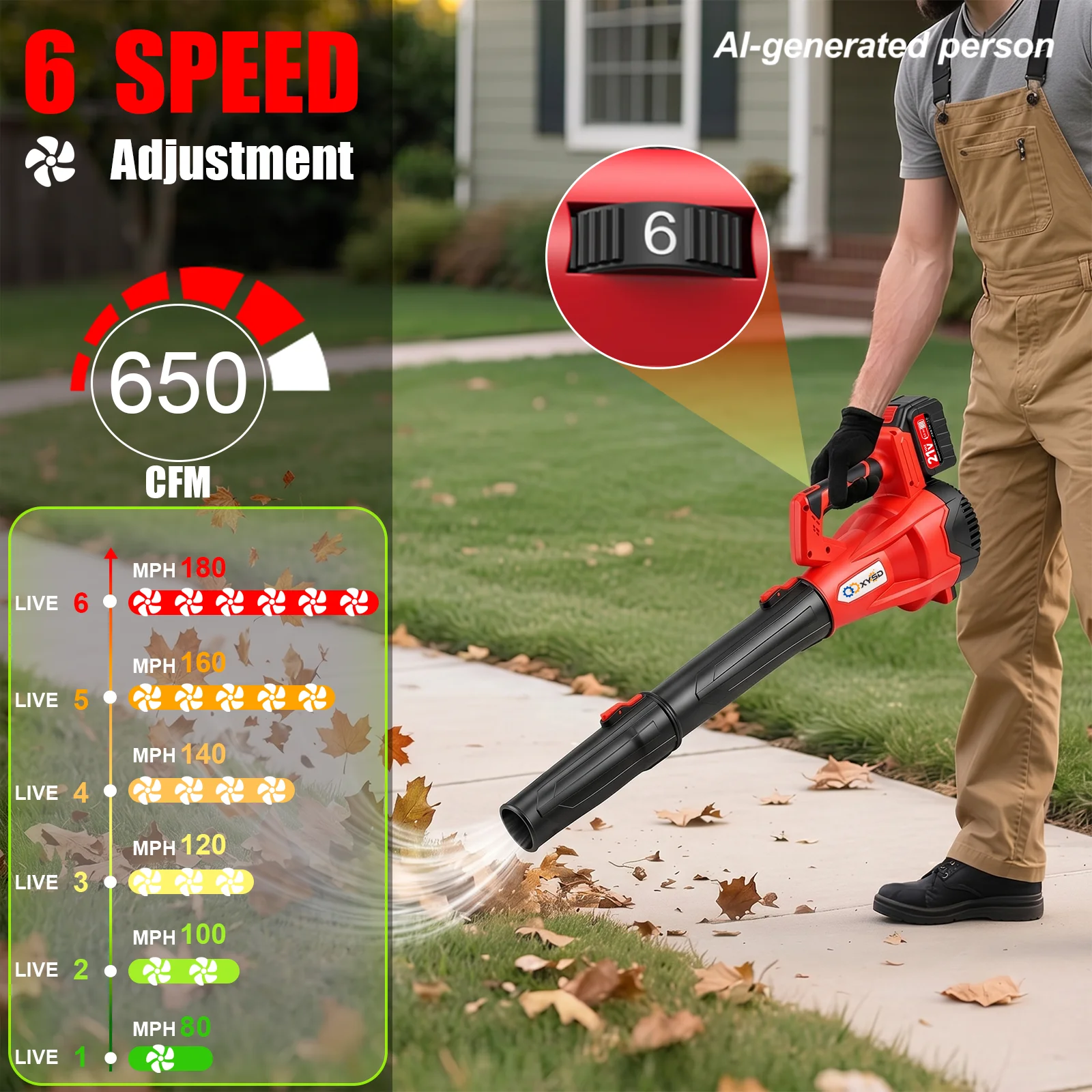 XYSDコードレスリーフブロワー、650 CFM電動ジェット - Leaf Blower Cordless のレビューと価格