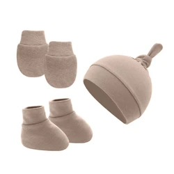 Newborn Hat+Gloves+Socks Set for Baby Boy Girl Cotton Fall Casual Photography Props Soft Headwear Infant Nightcap