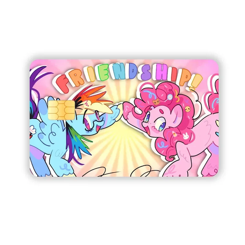 Pegatinas de dibujos animados My Little Pony para tarjetas de crédito, pegatina de cubierta de piel, tarjeta de cargo bancaria de Débito Visa, Pvc, impermeable, decoración de calcomanías