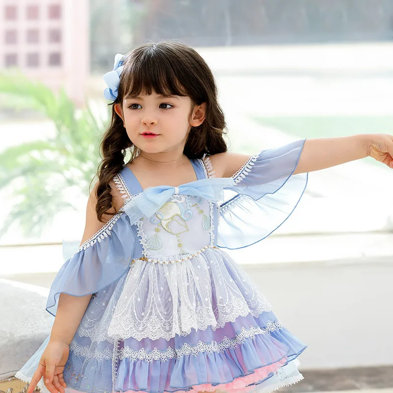 

2023 New Elegant Party Spanish Dress for Kids Girls First Communion Girl Lolita Dresses for Infant Easter Holiday Ball Gowns