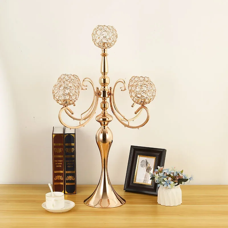 

z Luxury candlestick European high candlestick for the wedding metal five - headed gold candle stick holder set