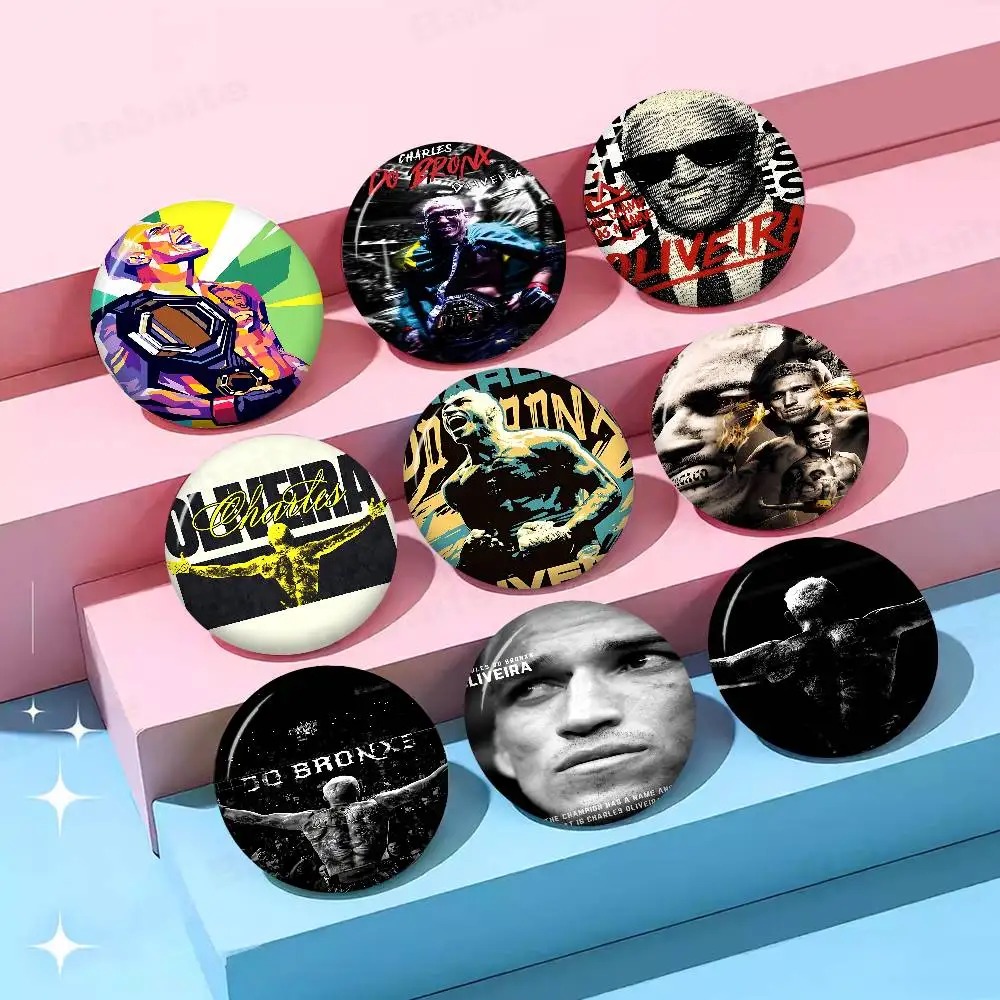 Athlete C-Charles O-Oliveira Anime Button Pin Handmade Brooch for Clothes Cartoon Badge Backpack Decoration Jewelry Accessories
