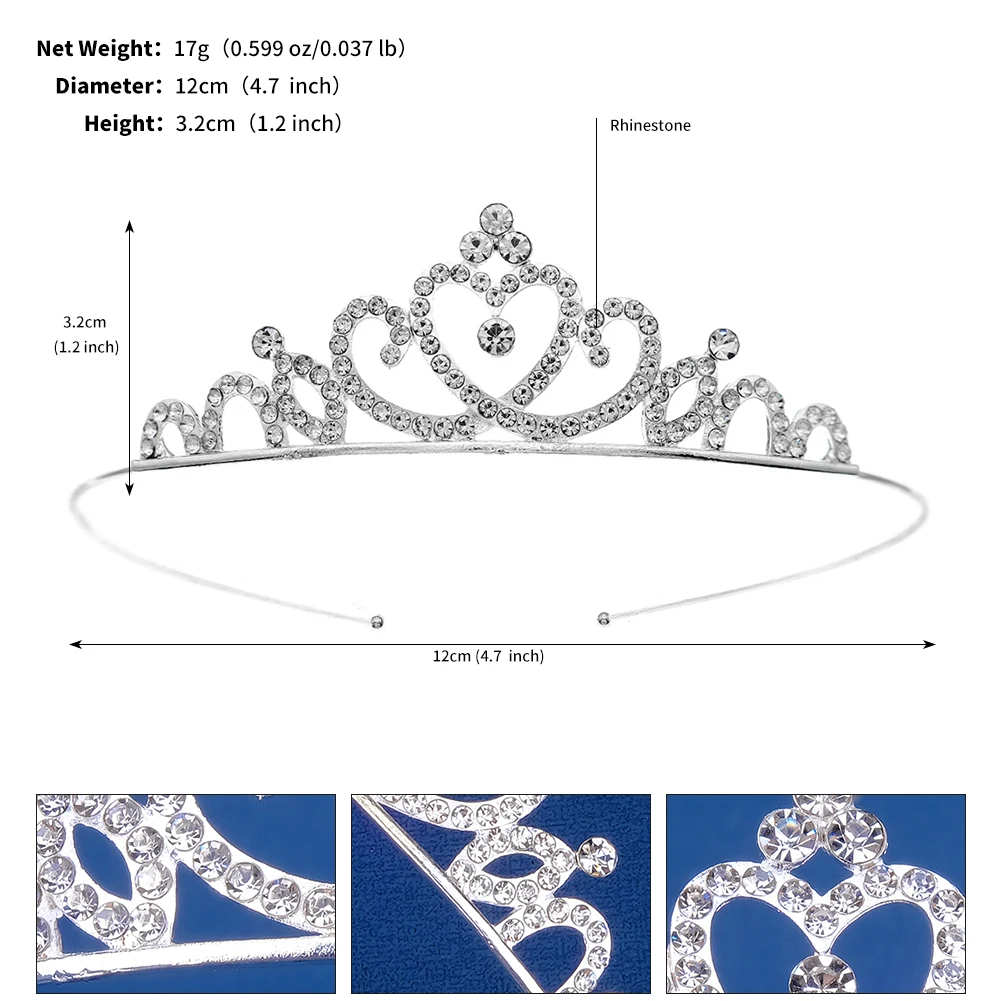 Classic Rose Gold Glitter Lucky Heart Crystal Mini Tiara Alloy Crown Women Party Performance Wedding Hair Band Hair Accessories image 6