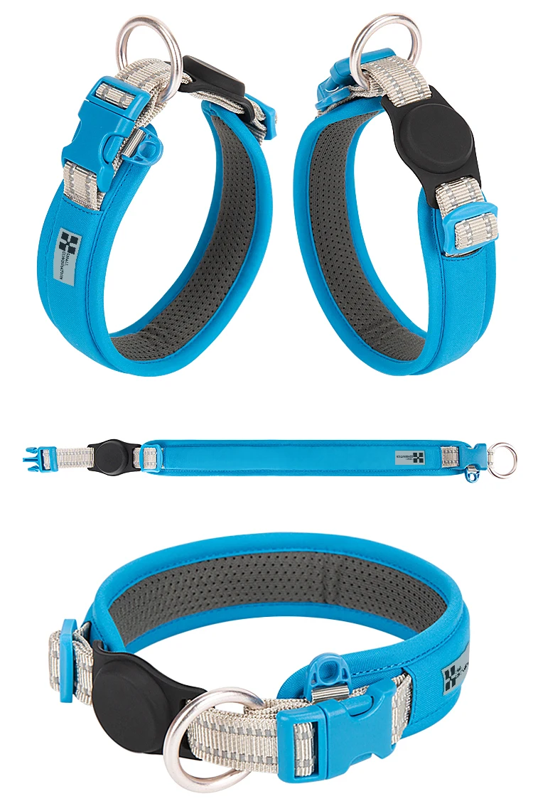 Personalized AirTag Dog Collar Adjustable Nylon Reflective Padded Pet Dog Collar for Small Medium Large Dog Accessories