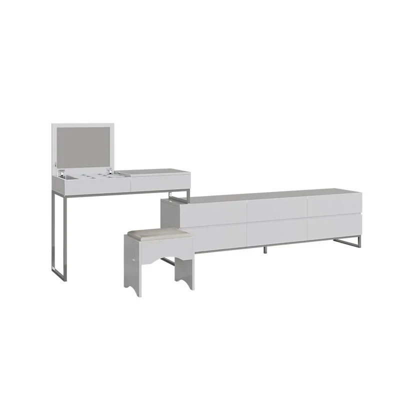 

Dresser Painting TV Cabinet Combination Bedroom Dresser Simple Modern Flap Retractable Multifunctional Table